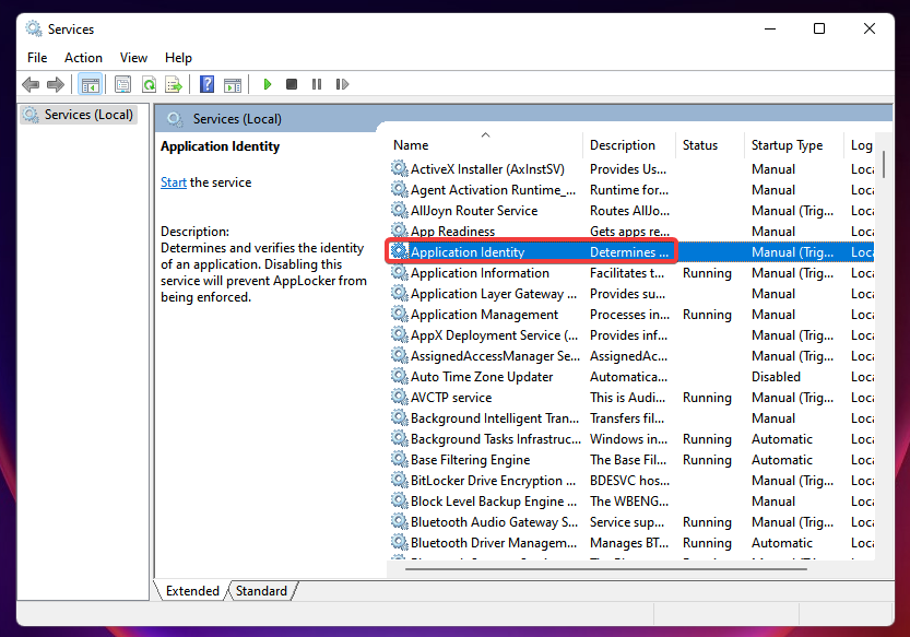 Locate-application-identity